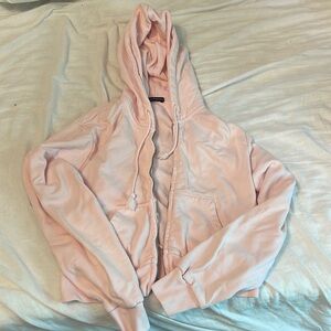 Brandy Melville Pink Cropped Zip Up